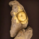 Авторское панно из дерева "Ангел" черно-золотая рама