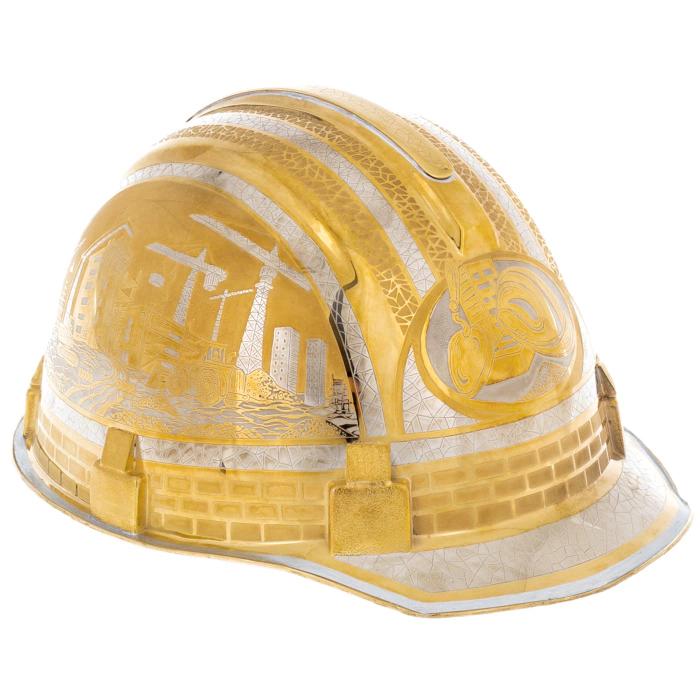 Gift set "At the construction site" with a shovel and helmet, gilt, Zlatoust