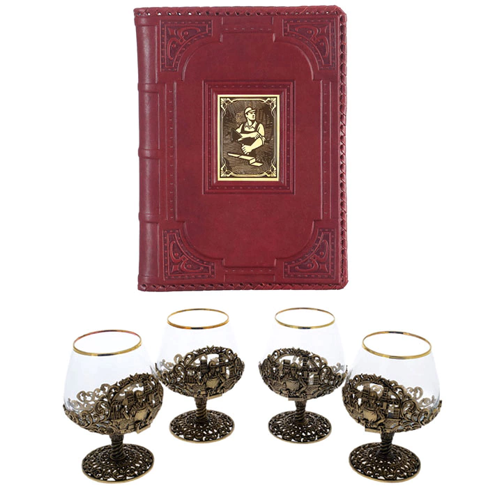 Gift set for the "Builder" with cognac glasses and a daily planner