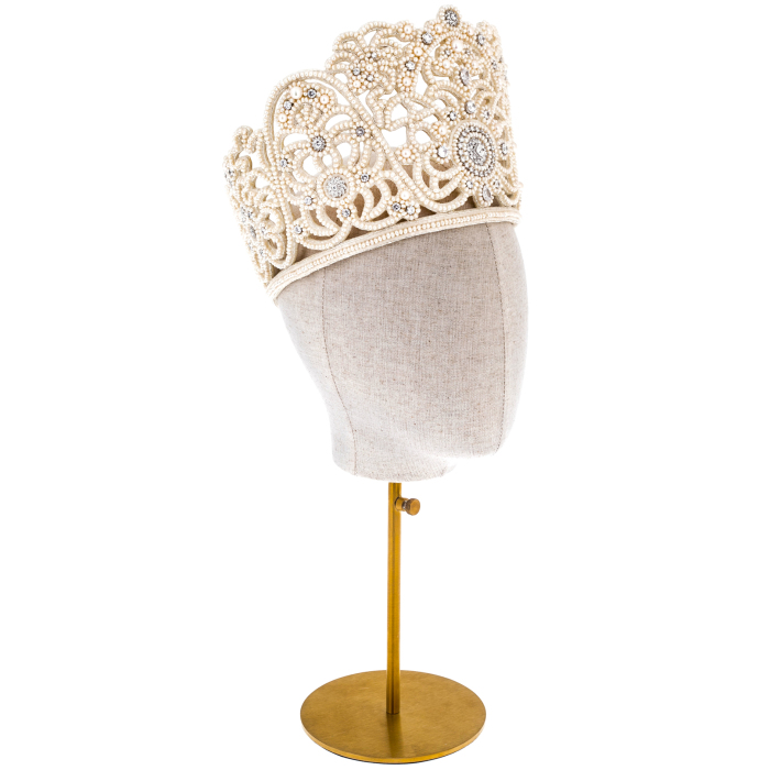 Exclusive author's work "Wedding crown of Novgorod province, XIX century" with Orenburg shawl