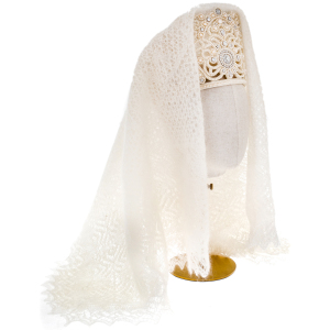 Exclusive author's work "Wedding crown of Novgorod province, XIX century" with Orenburg shawl