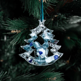 A set of Christmas tree toys with a sapphire "New Year" collection "Stories" 3 pcs