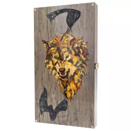 Нарды из карельской березы и янтаря "Волк" из коллекции "Легенды мира"