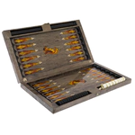 Karelian birch and amber backgammon "Wolf" from the collection "Legends of the World"