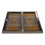 Karelian birch and amber backgammon "Wolf" from the collection "Legends of the World"