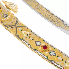 Подарочная сабля  "Восточная" с фианитами и кереплением для ремня, Златоуст