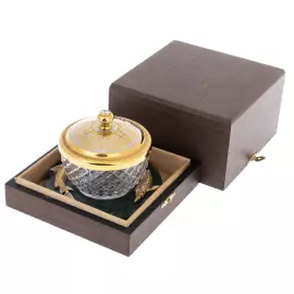 Икорница на подставке из нефрита "Два осетра" Златоуст