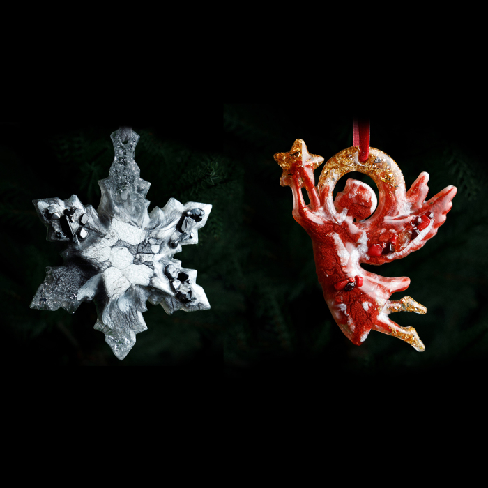 Set of Christmas tree toys "Festive" collection "Christmas" shape and color to choose from, 2 pcs