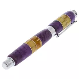 Ballpoint pen made of walnut and amber "Classic" in a case, purple