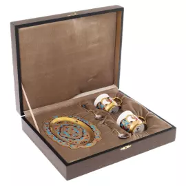 Coffee set on a tray with enamel "Tenderness" for 2 persons, Zlatoust