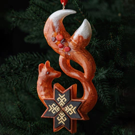 Mordovian jewelry Christmas tree toy "Fox"
