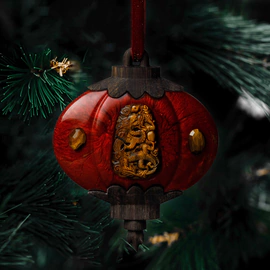 Mordovian jewelry Christmas tree toy "Lantern" tiger's eye
