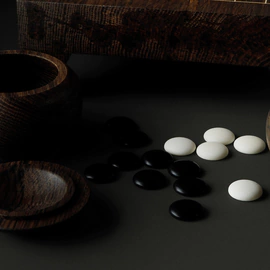 Set for playing Go made of stained oak "Morwood" with brass