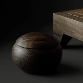 Set for playing Go made of stained oak "Morwood" with brass