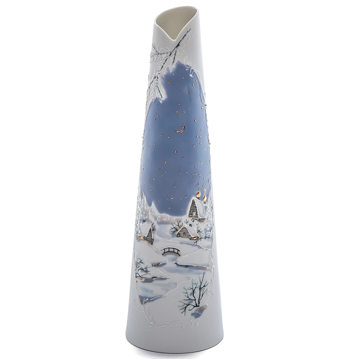Porcelain flower vase "Beryozka - winter fairy tale"