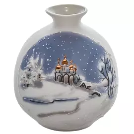 Фарфоровая ваза для цветов "Бутылек - зимняя сказка"