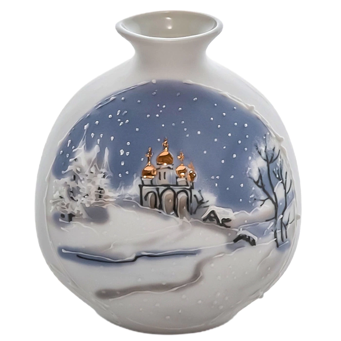 Porcelain flower vase "Butylek - winter fairy tale"