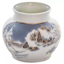 Фарфоровая ваза для цветов "Кубышка- зимняя сказка"