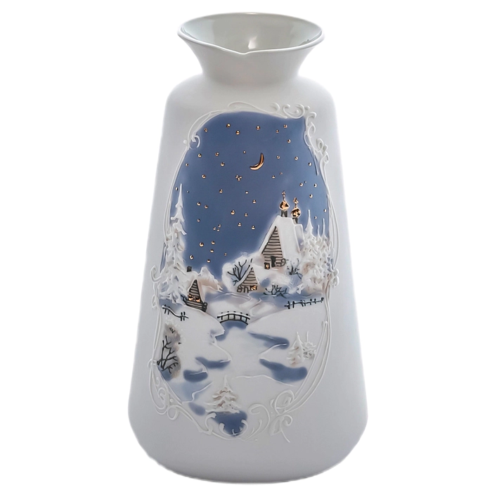 Porcelain flower vase "Lyra - winter fairy tale"