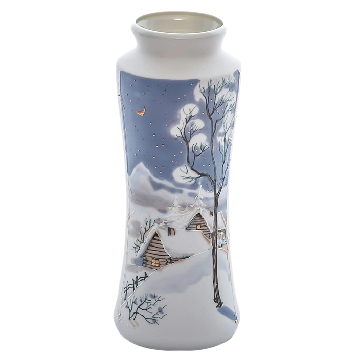 Porcelain flower vase "Meadow- winter fairy tale"