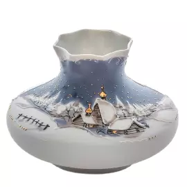 Фарфоровая ваза для цветов "Мелодия - зимняя сказка"