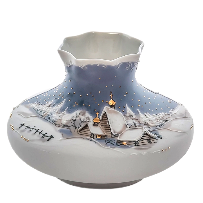 Porcelain flower vase "Melody - winter fairy tale"
