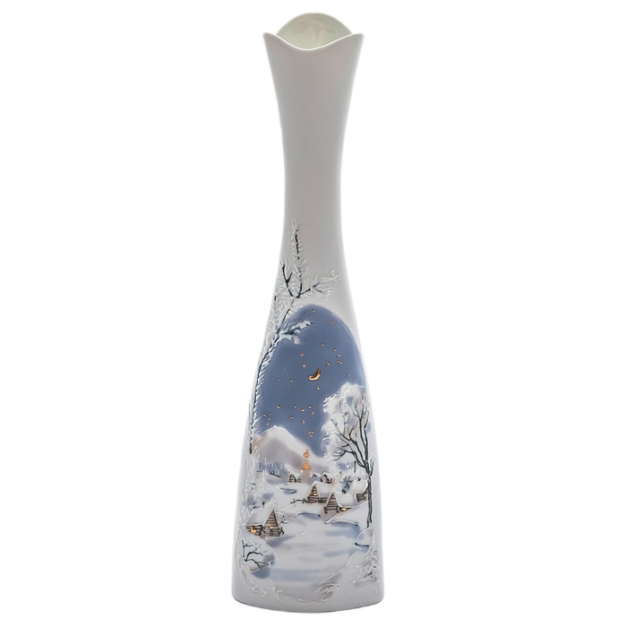 Porcelain flower vase "Svirel - winter fairy tale"