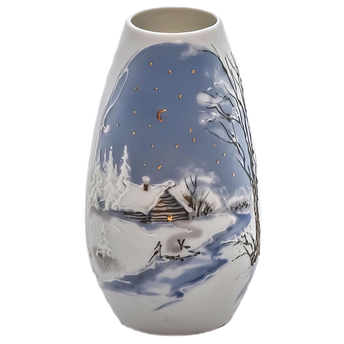 Porcelain flower vase "Teardrop - winter fairy tale"
