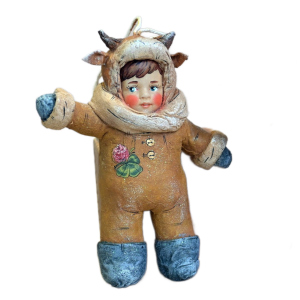 Collectible Christmas tree toy "Kid in bull costume" from the Children's Matinee collection
