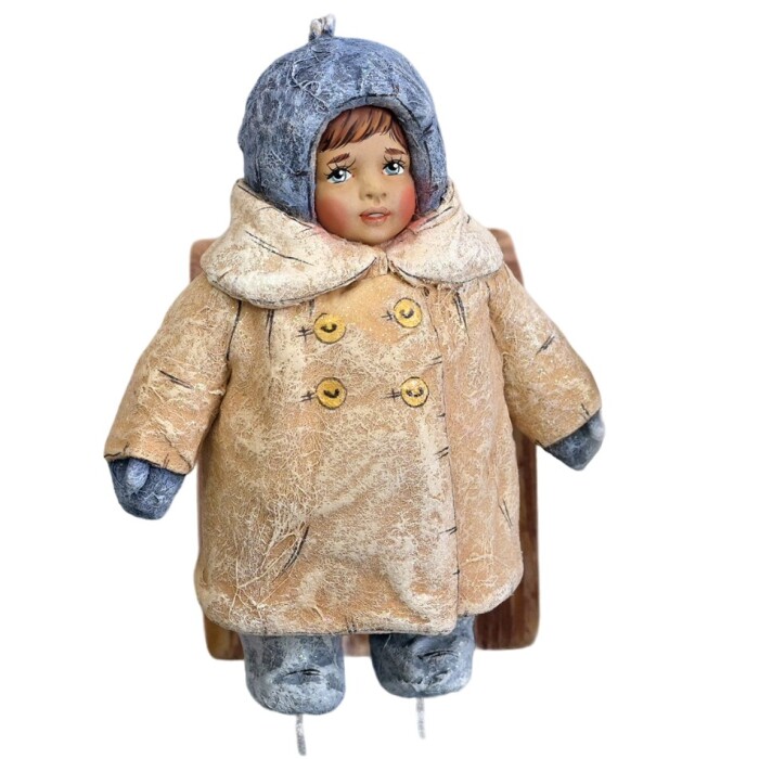 Collectible Christmas tree toy "Girl on skates" from the collection "Russian North"