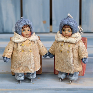 Collectible Christmas tree toy "Girl on skates" from the collection "Russian North"