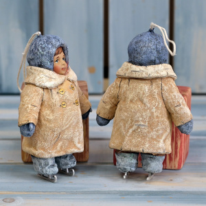 Collectible Christmas tree toy "Girl on skates" from the collection "Russian North"