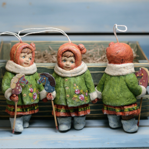 Collectible Christmas tree toy "Irushka with a horse" from the collection "Soviet Childhood"