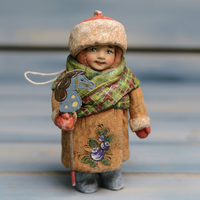Collectible Christmas tree toy "Kolenka with a horse" from the collection "Soviet Childhood"