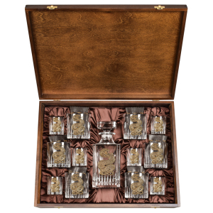 A set for whiskey "Snake. Timeless" with a damask, glasses and glasses, for 6 people, in a casket