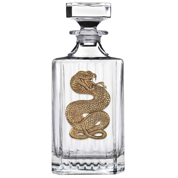A set for whiskey "Snake. Timeless" with a damask, glasses and glasses, for 6 people, in a casket