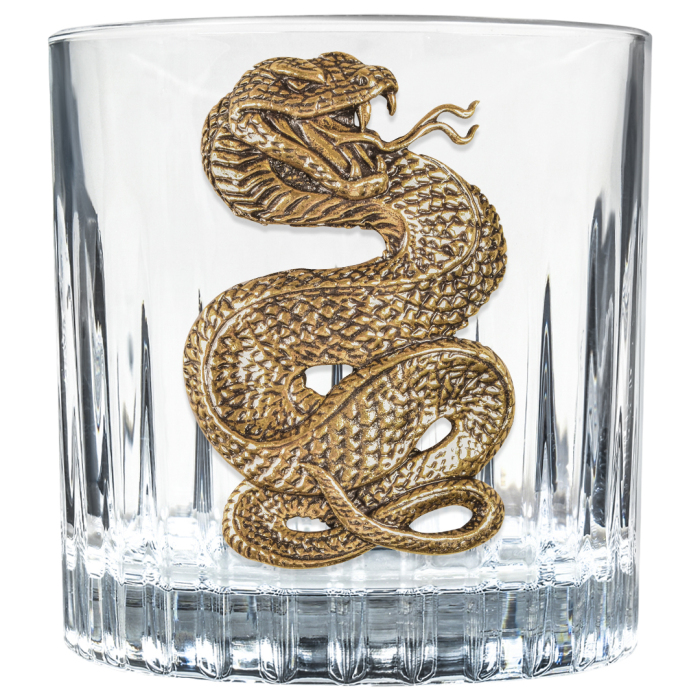 A set for whiskey "Snake. Timeless" with a damask, glasses and glasses, for 6 people, in a casket