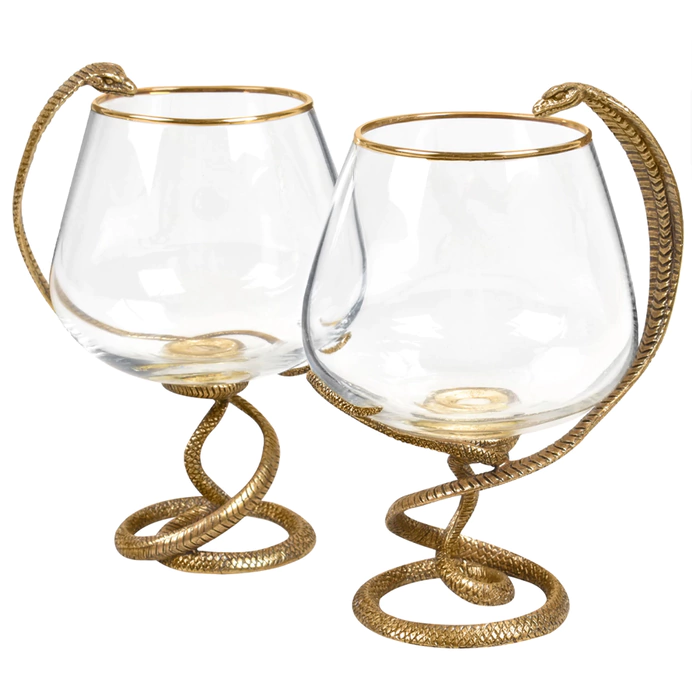 Cognac set "Snake" with stem and glasses, for 2 persons, in a box