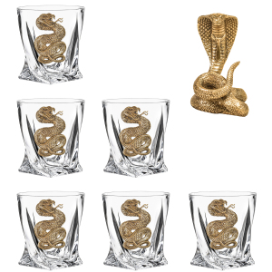 A set of glasses for whiskey "Snake. Quadro" with a figurine, for 6 people, in a box