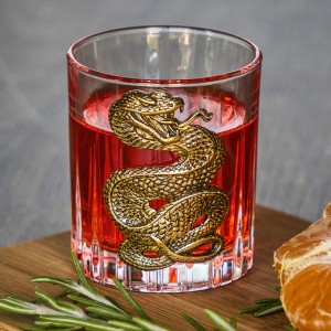 Vodka set "Snake. Timeless" with a damask and stacks, for 6 people, in a casket