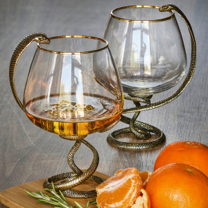A set of glasses for cognac "Charente. Snake" for 2 persons
