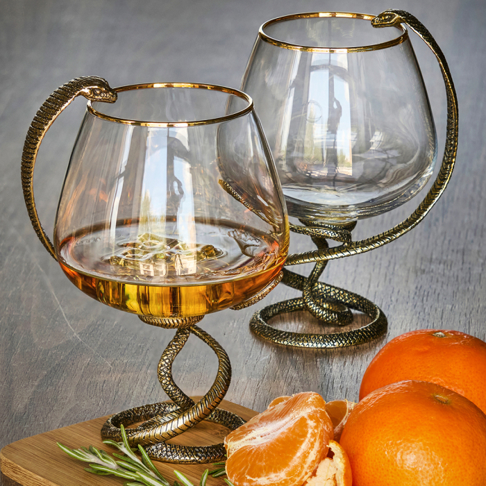 A set of glasses for cognac "Charente. Snake" for 2 persons