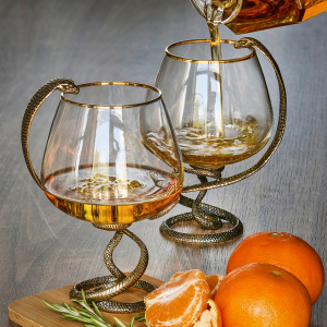 A set of glasses for cognac "Charente. Snake" for 2 persons