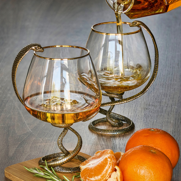 A set of glasses for cognac "Charente. Snake" for 2 persons