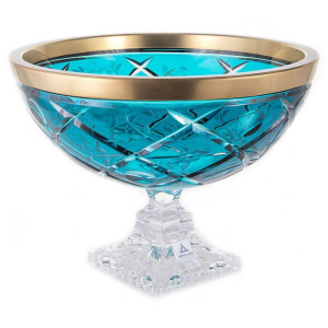 A vase for fruits on a leg "Rose Gold Turquoise"