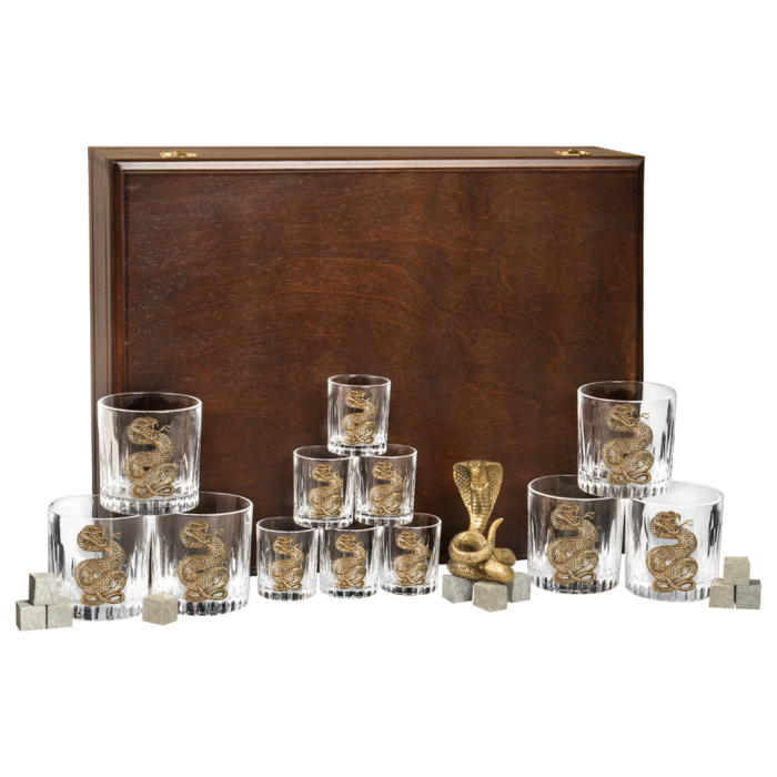 A set of glasses, glasses and statuettes "Snake. Timeless" for 6 people, in a box