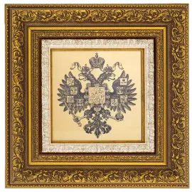 Панно на сусальном золоте "Двуглавый Орел Российской Империи" кант