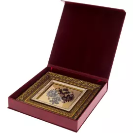 Панно на сусальном золоте "Двуглавый Орел Российской Империи" кант