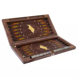 Backgammon made of stained oak and amber "Bull"