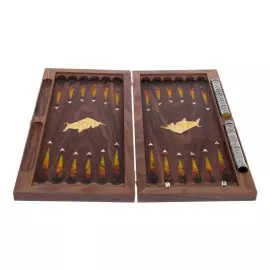 Backgammon made of stained oak and amber "Bull"